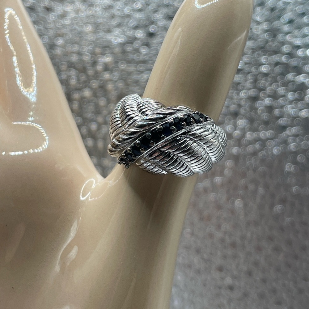 Judith Ripka Ring 12pt Sapphire 925 Sterling Silver Dome Ring